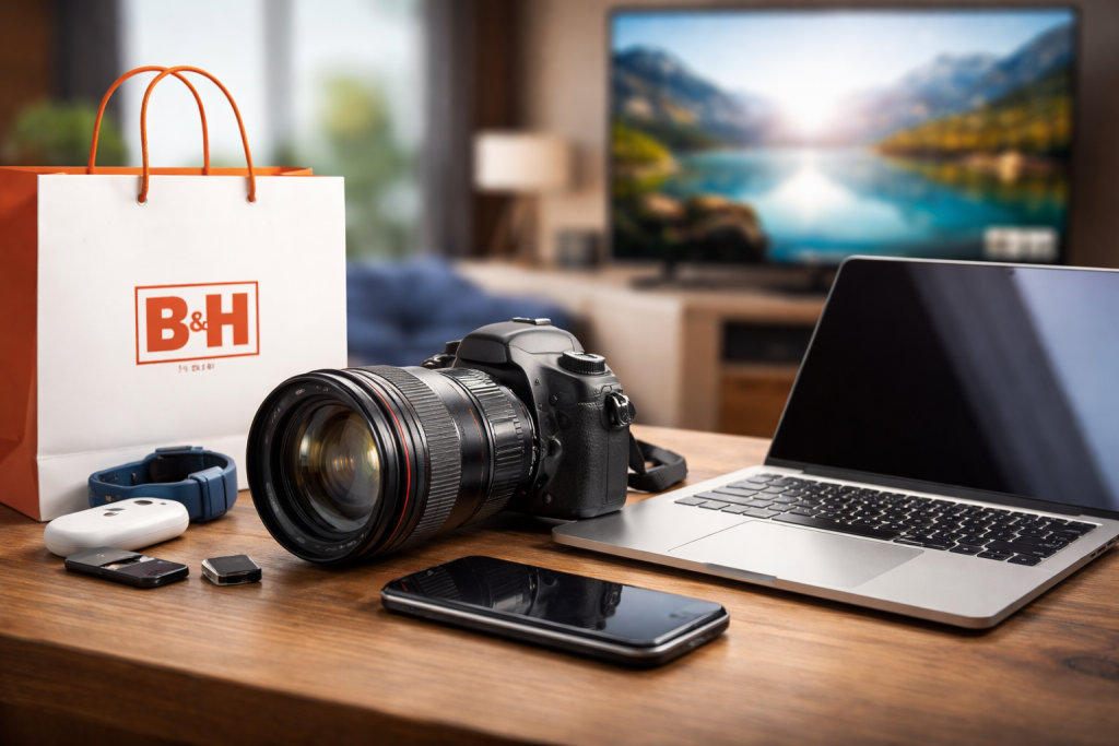 Close-up of a camera and laptop on a wooden table symbolizing electronics covered by an extended warranty plan