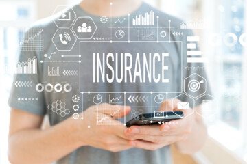Insurance with young man using a smartphone